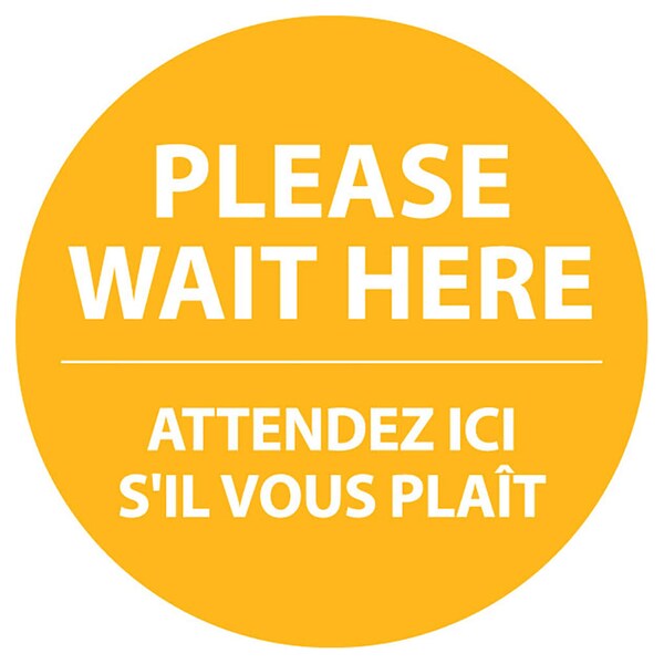 Identity Group Please Wait Here - Bilingual, Yellow, 15" 8471Y
